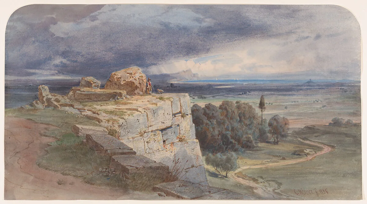 View of Norba from the North, towards San Felice Circeo — Carl Friedrich Heinrich Werner