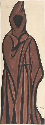 Death wearing a brown robe