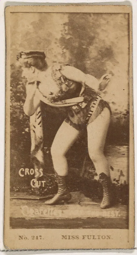 Card Number 247, Miss Fulton, from the Actors and Actresses series (N145-2) issued by Duke Sons & Co. to promote Cross Cut Cigarettes — W. Duke, Sons & Co.
