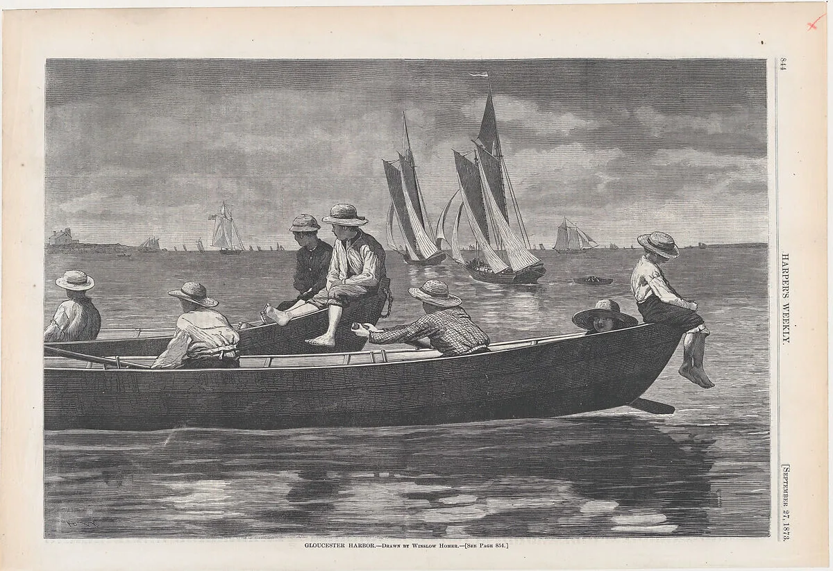 Gloucester Harbor (from "Harper's Weekly," Vol. XVII) — Winslow Homer|Harper's Weekly|Harper & Brothers