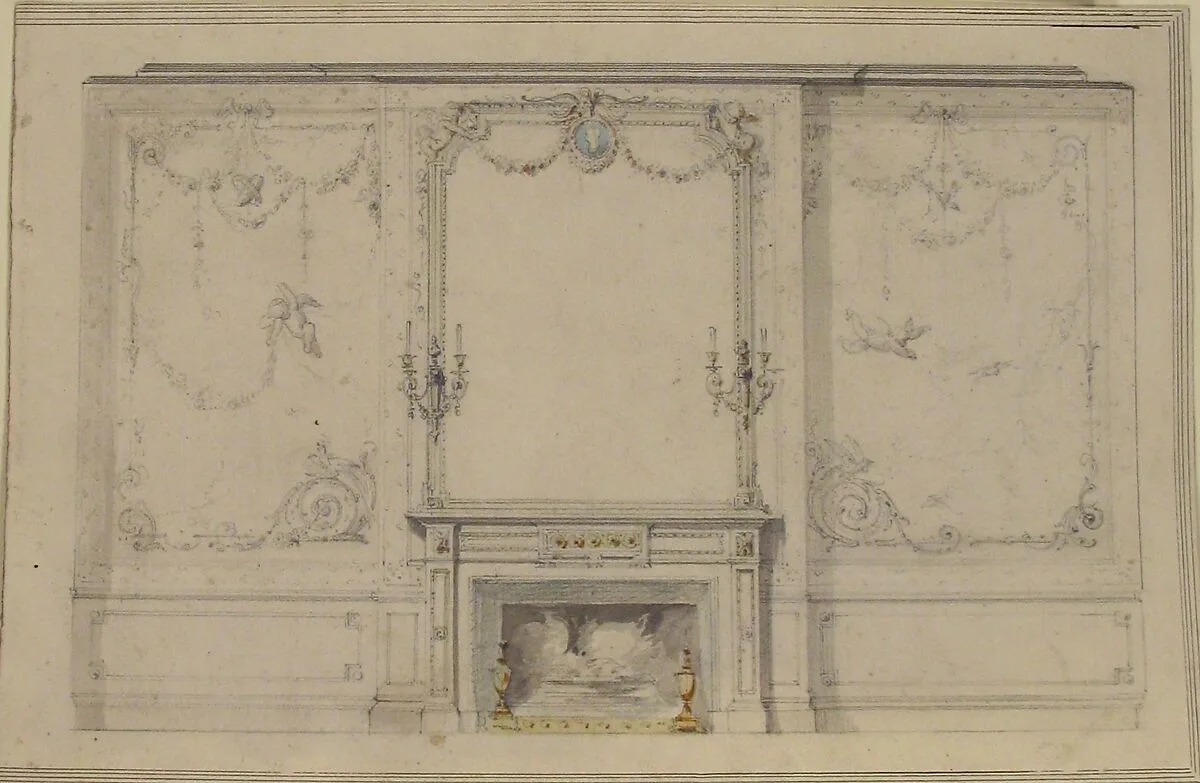 Design for Chimney Piece and Wall Decor — Charles Monblond