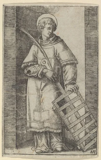 Saint Vincent, left hand resting on a grill, from "Piccoli Santi" (Small Saints)