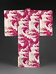 白絹レノ地波水玉模様単衣|Summer Kimono (Hito-e) with Waves and Waterdrops
