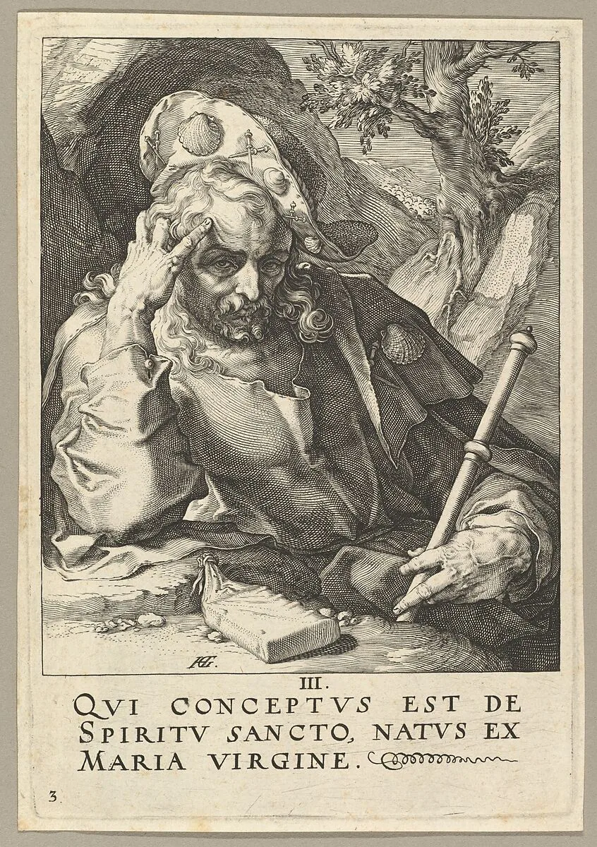 St. James the Great, from Christ, the Apostles and St. Paul with the Creed — Hendrick Goltzius