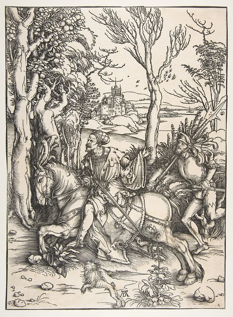 The Knight on the Horseback with Lansquenet — Albrecht Dürer
