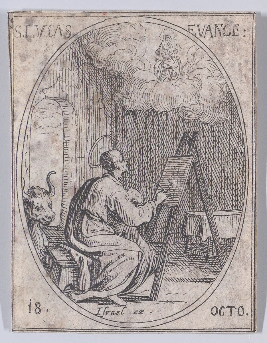 S. Luc, évangéliste (St. Luke, Evangelist), October 18th, from "Les Images De Tous Les Saincts et Saintes de L'Année" (Images of All of the Saints and Religious Events of the Year) — Jacques Callot|Israël Henriet