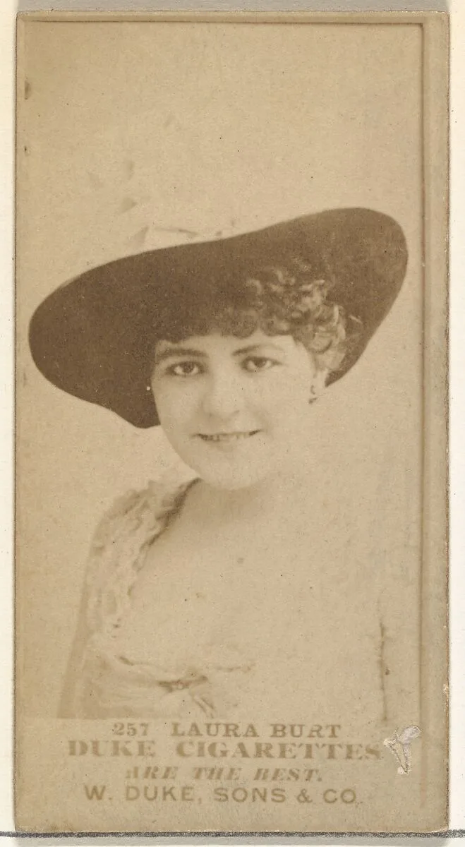 Card Number 257, Laura Burt, from the Actors and Actresses series (N145-7) issued by Duke Sons & Co. to promote Duke Cigarettes — W. Duke, Sons & Co.