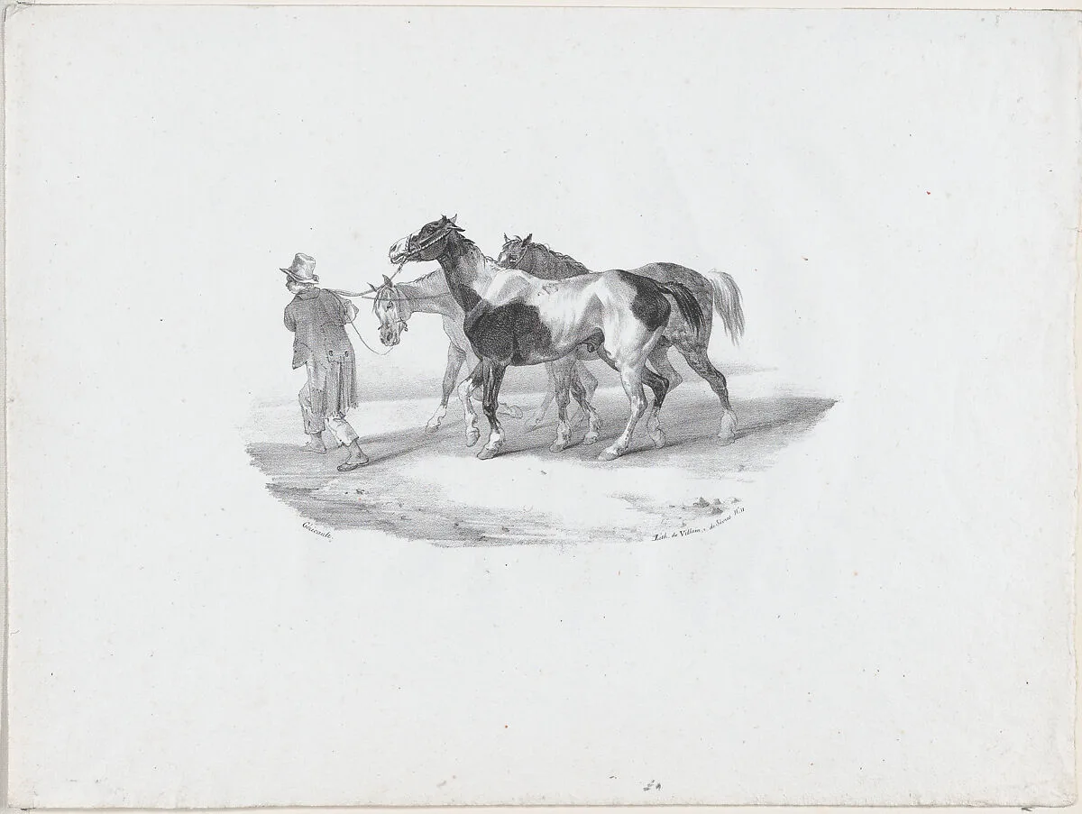 Three Horses Led by a Groom to be Skinned — Théodore Gericault|François de Villain