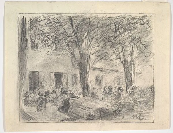 Im Biergarten des Hofbraukellers in Rosenheim — Max Liebermann