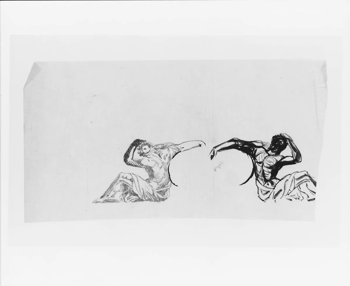 Study of Seated Male Figures for Sculpture Base (from Sketchbook) — John Quincy Adams Ward