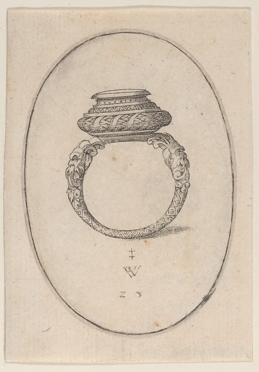 Design for a Ring, Plate 28 from 'Livre d'Aneaux d'Orfevrerie' — Pierre Woeiriot de Bouzey II