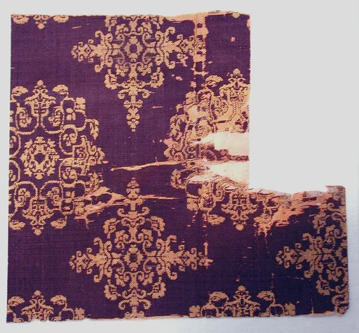 唐 紫地團花紋“正倉院”錦|Textile with floral medallions