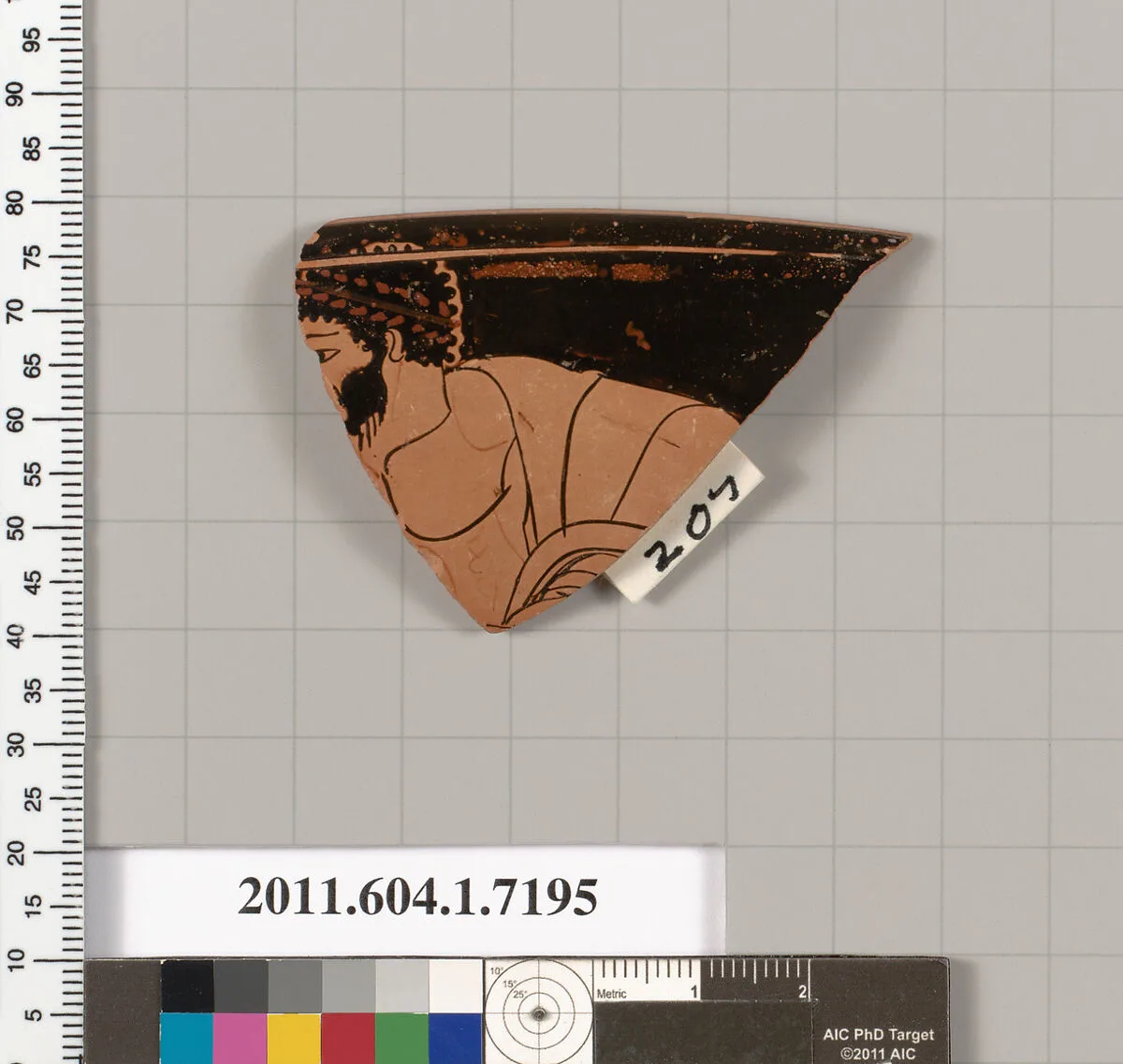Terracotta rim fragment of a kylix (drinking cup) — Makron