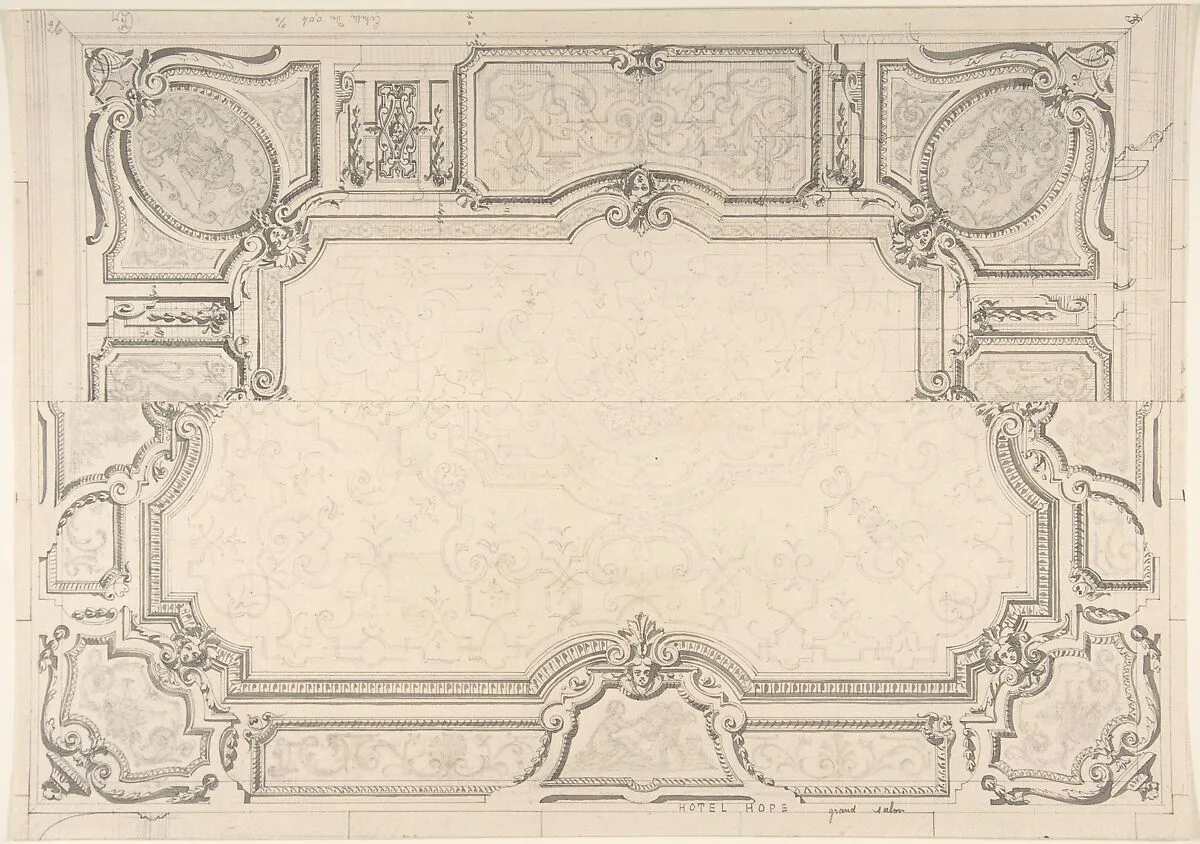 Design for Grand Salon Ceiling, Hôtel Hope — Jules-Edmond-Charles Lachaise|Eugène-Pierre Gourdet