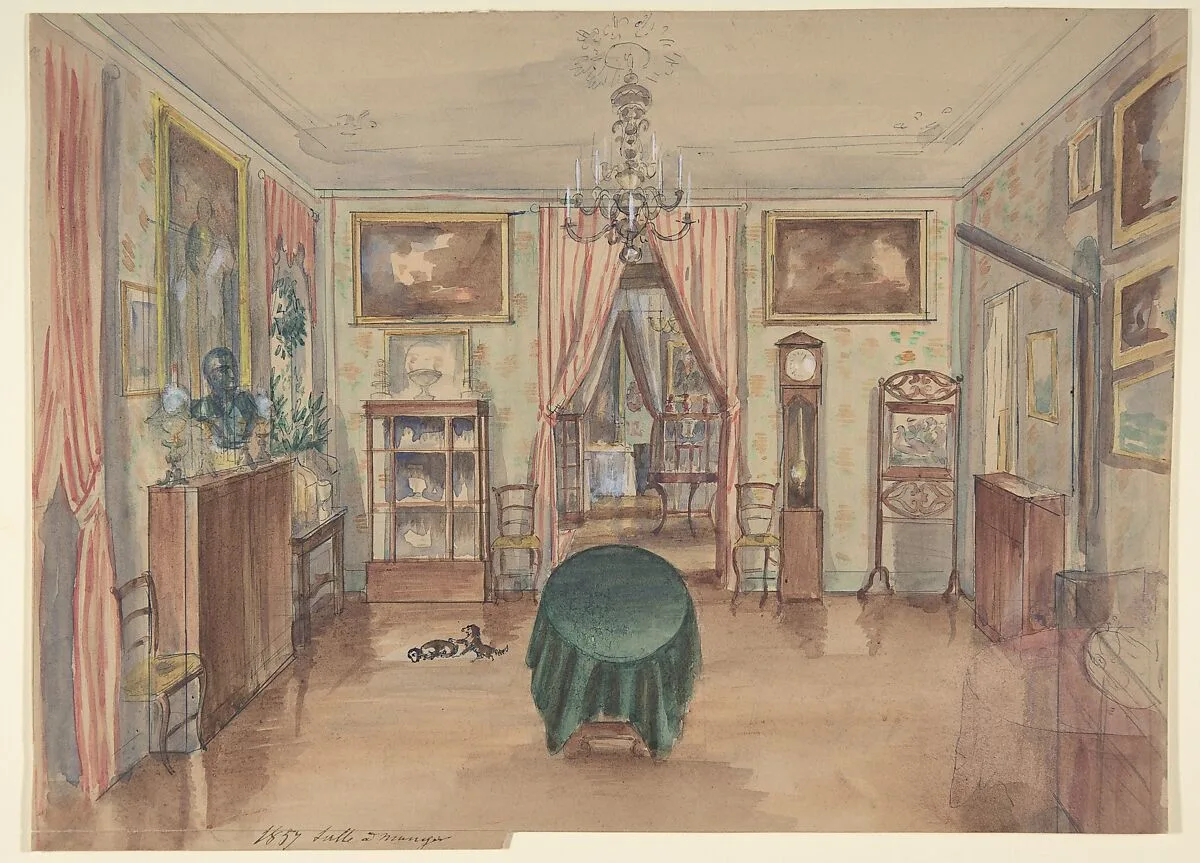 Drawing of an Interior: Salle à manger — Anonymous, French, 19th century