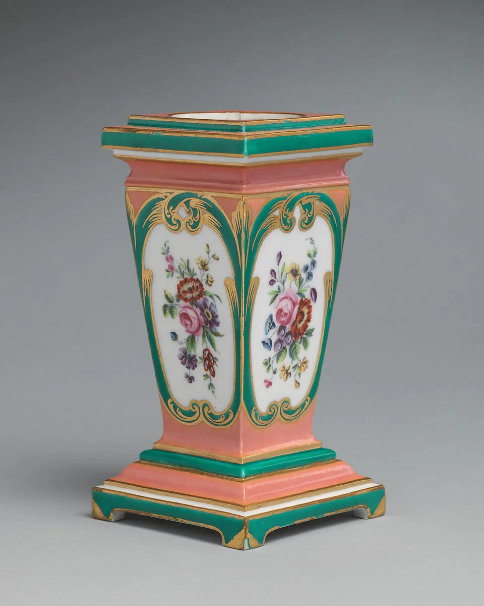 Pedestal vase and bulb pot (piédestal en gaine) (one of a pair) — Sèvres Manufactory|Master of the Luminous Leaves