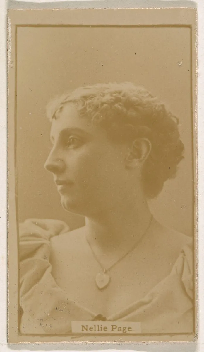 Nellie Page, from the Actresses series (N245) issued by Kinney Brothers to promote Sweet Caporal Cigarettes — Kinney Brothers Tobacco Company