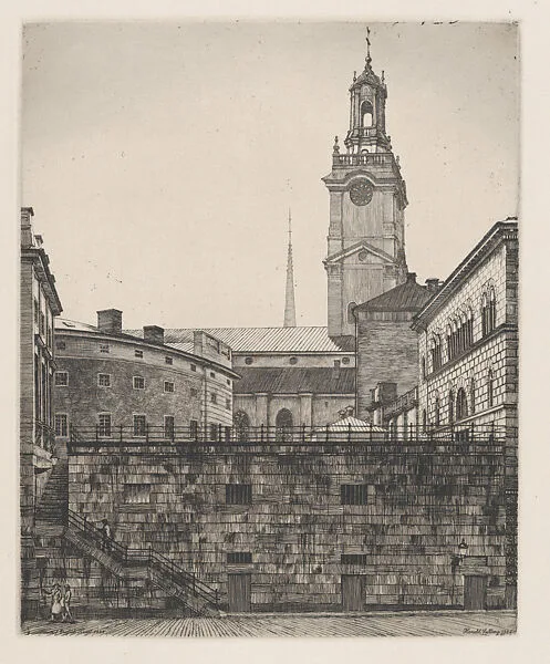 Royal Palace and Cathedral, Stockholm, from the portfolio of the Swedish Fine Art Print Society (Föreningen för Grafisk Konst) — Harald Sallberg|Föreningen för Grafisk Konst