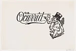 A man wearing a tophat walking and pointing to the word 'Ocurrid' — José Guadalupe Posada|Manuel Manilla