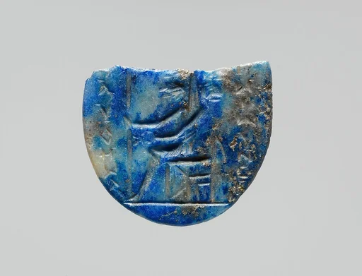 Lapis lazuli intaglio: Seated deity