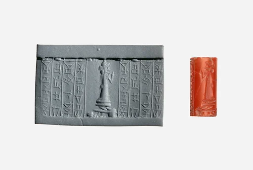 Cylinder seal and modern impression: suppliant goddess