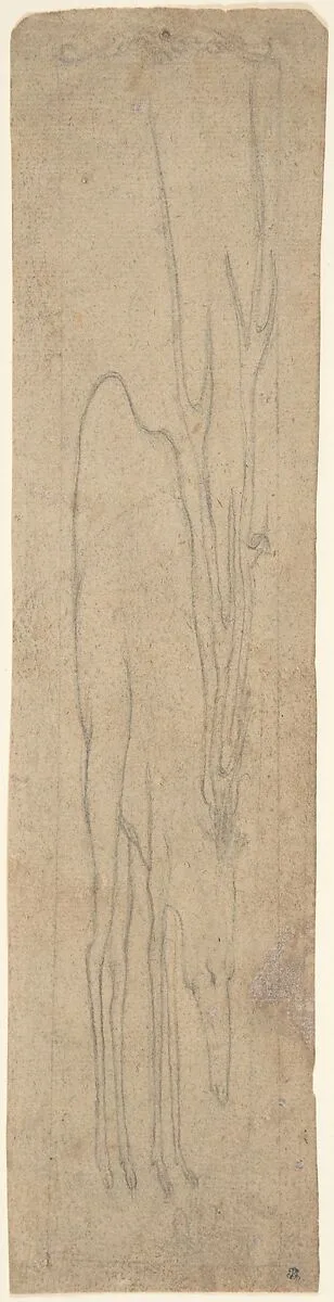 Anamorphic Drawing of a Stag — Anonymous, German, 16th century|Hans Holbein the Younger