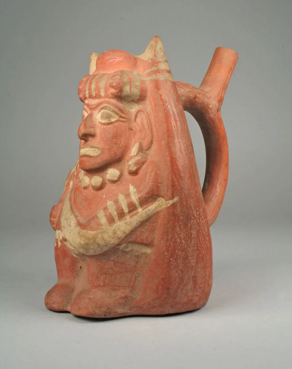 Stirrup Spout Bottle with Figure — Unknown