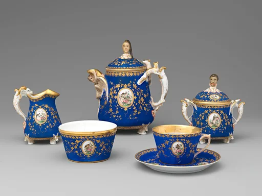 Partial tea set (teapot, sugar bowl, cream pitcher, slop bowl)