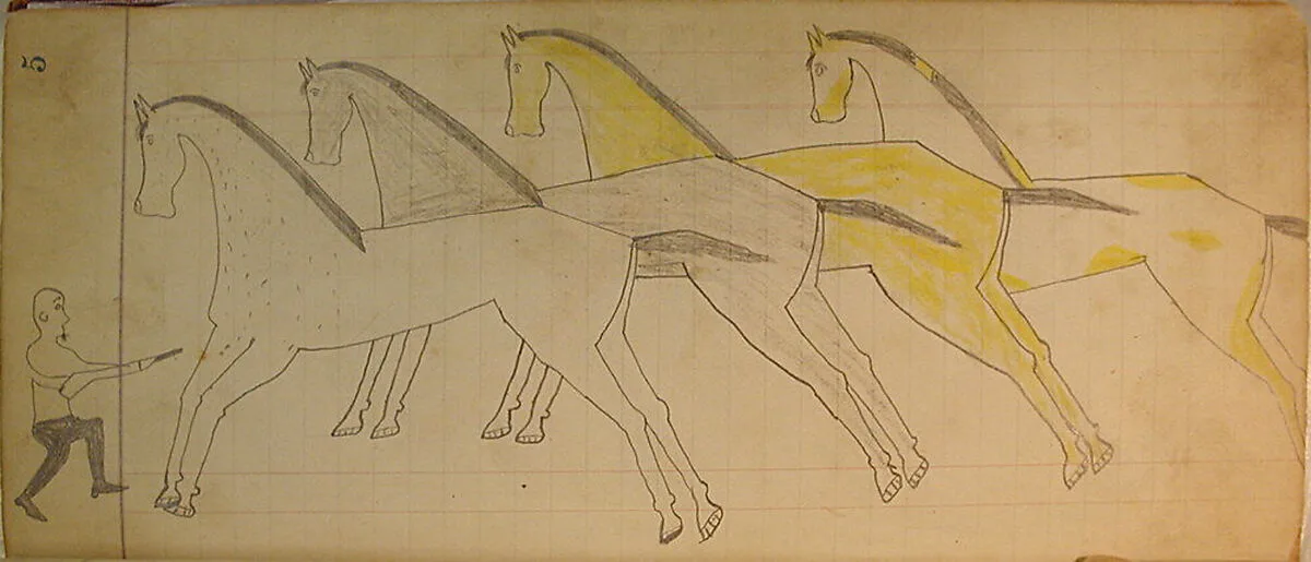 Maffet Ledger: Man with Gun, Four Horses — Unknown