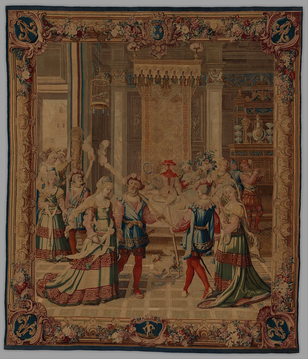 January from a set of The Months of Lucas — Manufacture Nationale des Gobelins|Michel Audran|Comte de Toulouse|Master of the Months of Lucas|Joseph Yvart|Charles Chastelain|Louis de Boulogne the Younger|Pierre Josse Perrot