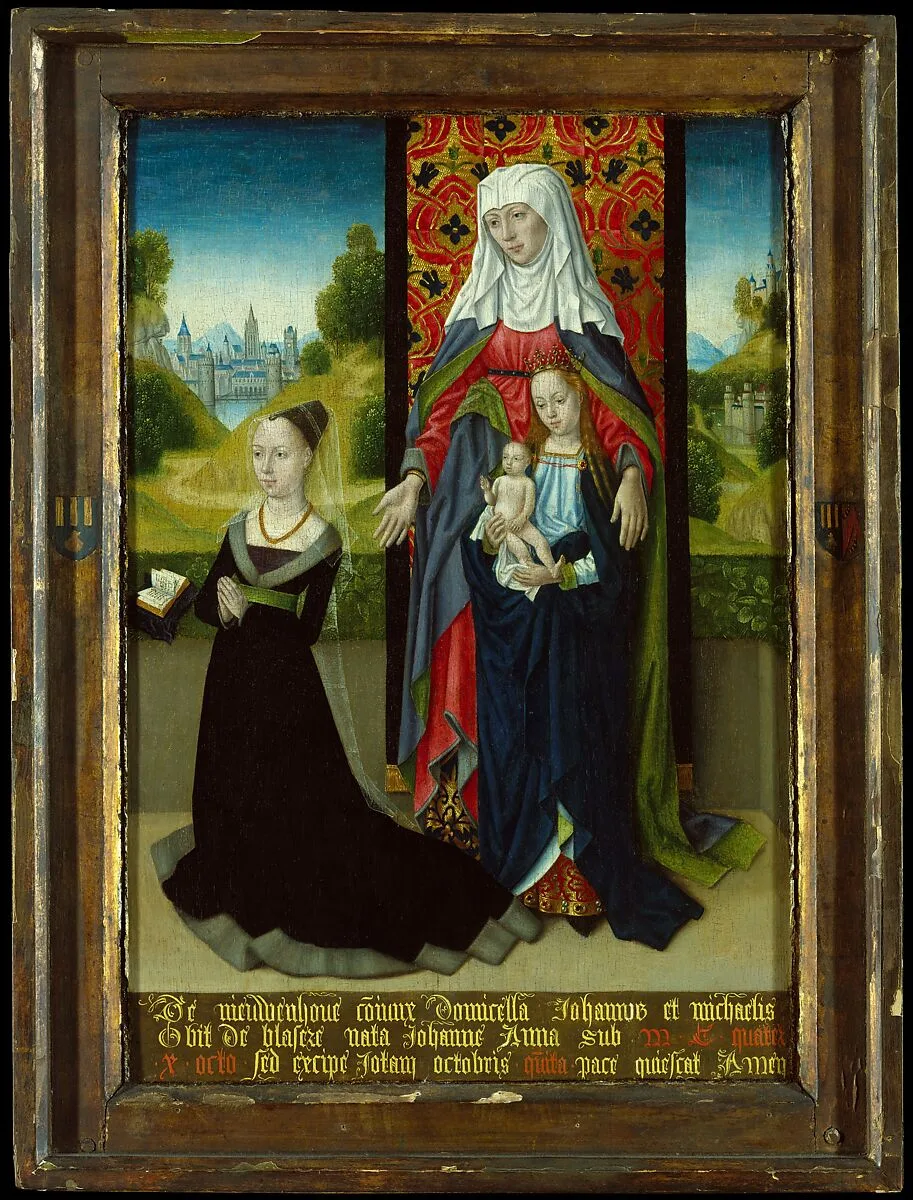 Virgin and Child with Saint Anne Presenting Anna van Nieuwenhove — Master of the Saint Ursula Legend