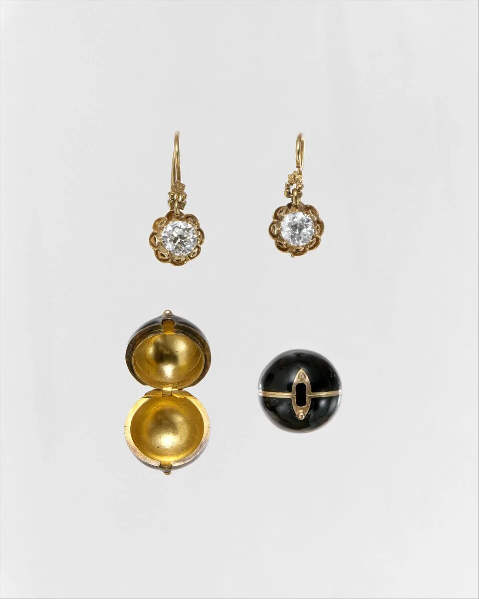 Pair of Earrings with Snap-on Covers — Unknown