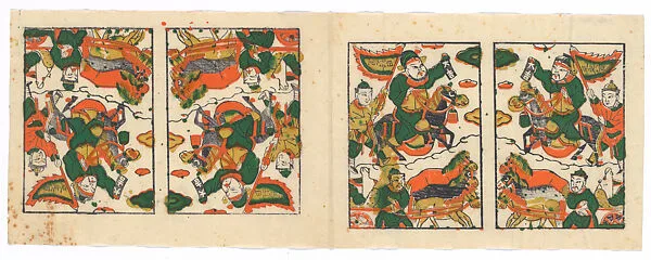 現代 佚名 圈門畫對幅 彩印木刻年畫 河南朱仙鎮|New Year Picture of Paired Door Gods — Unidentified artist(s)
