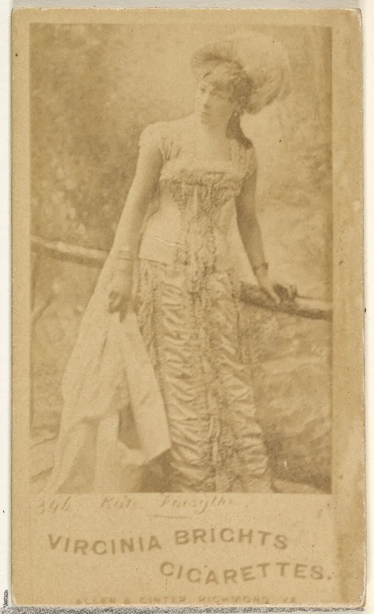Card 346, Kate Forsyth, from the Actors and Actresses series (N45, Type 1) for Virginia Brights Cigarettes — Allen & Ginter