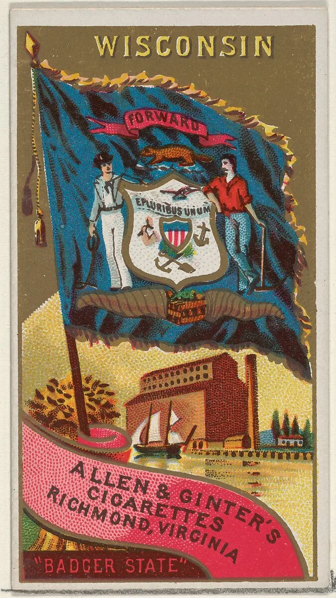 Wisconsin, from Flags of the States and Territories (N11) for Allen & Ginter Cigarettes Brands — Allen & Ginter