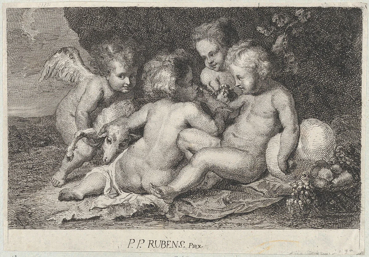 A group of three children and a putto with fruit and a lamb — Philip Spruyt|Peter Paul Rubens