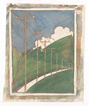 Poplar Trees and Telegraph Poles (trial proof 1 of 5) in blues & greens — Ursula Fookes
