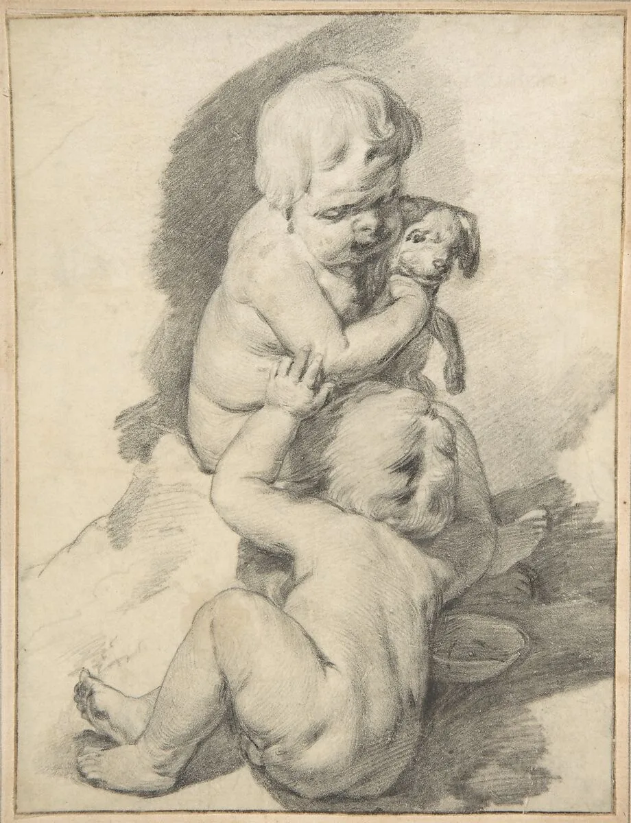 Two Boys with a Puppy — Cornelis Visscher