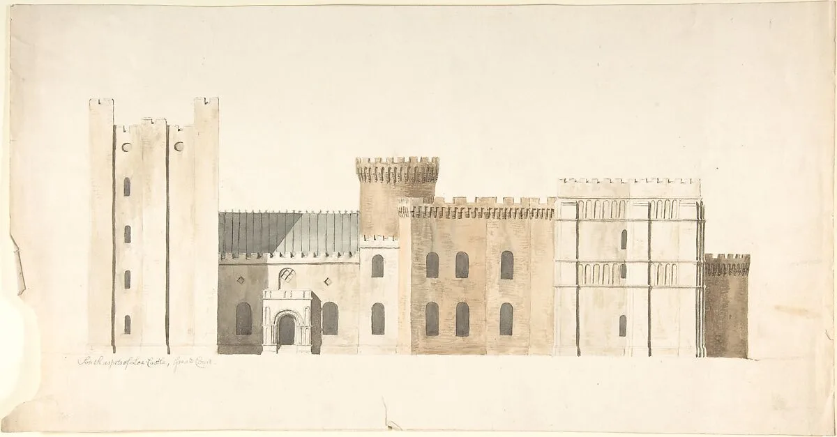South Aspects of Lea Castle, Worcestershire, Great Court — John Carter