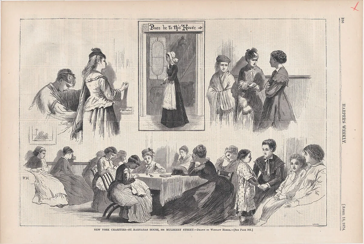 New York Charities – St. Barnabas House, 304 Mulberry Street (from "Harper's Weekly," Vol. XVIII) — Winslow Homer|Harper's Weekly|Harper & Brothers