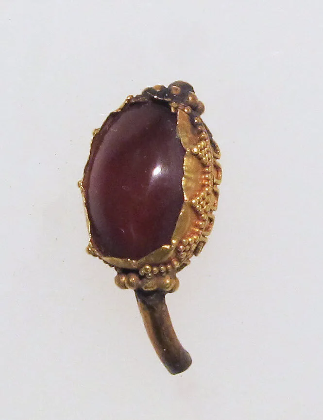 Ring with sard in box setting, figure — Unknown