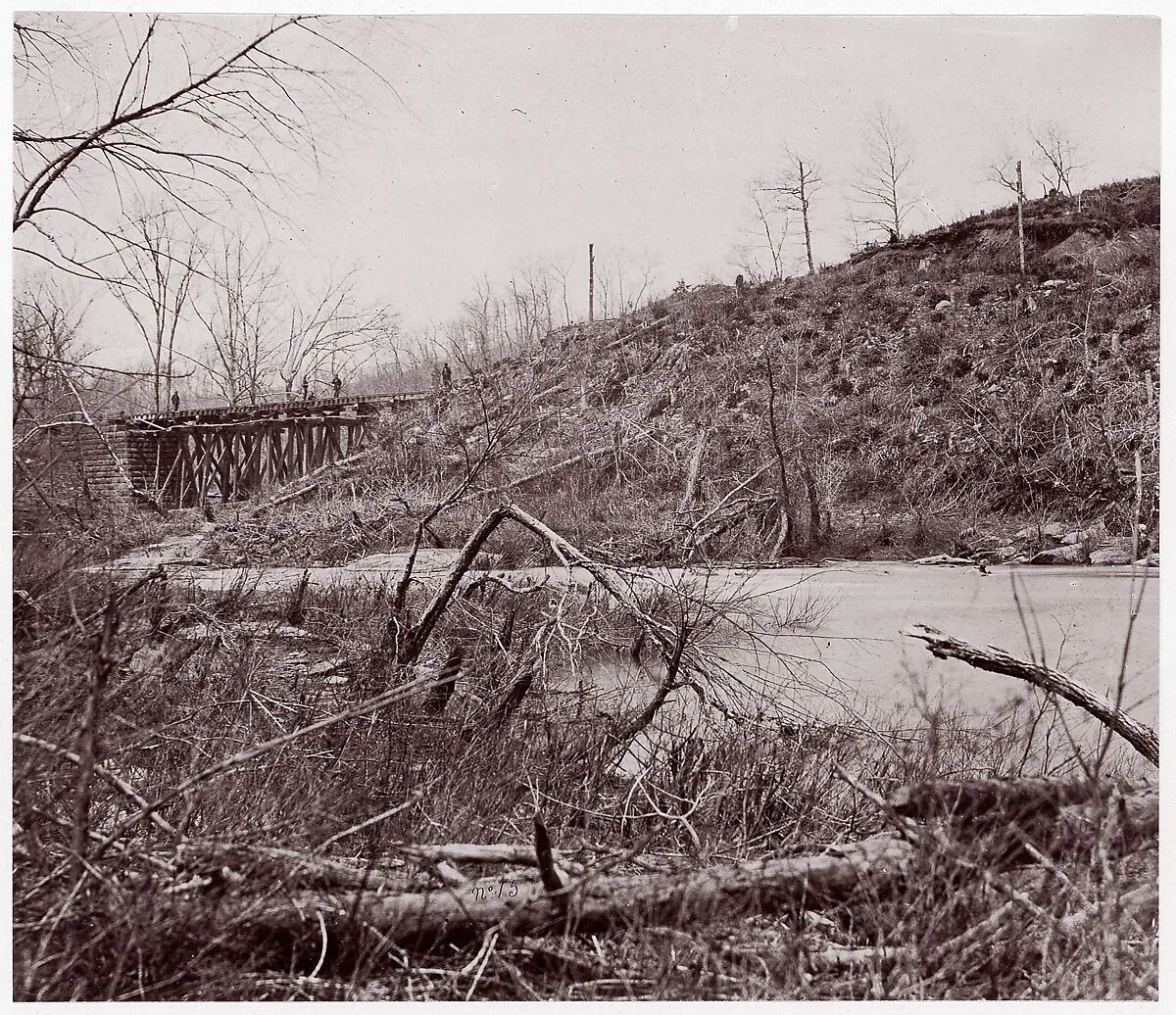 Bull Run. Bridge near Union Mills (destroyed seven times) — Timothy H. O'Sullivan|Mathew B. Brady