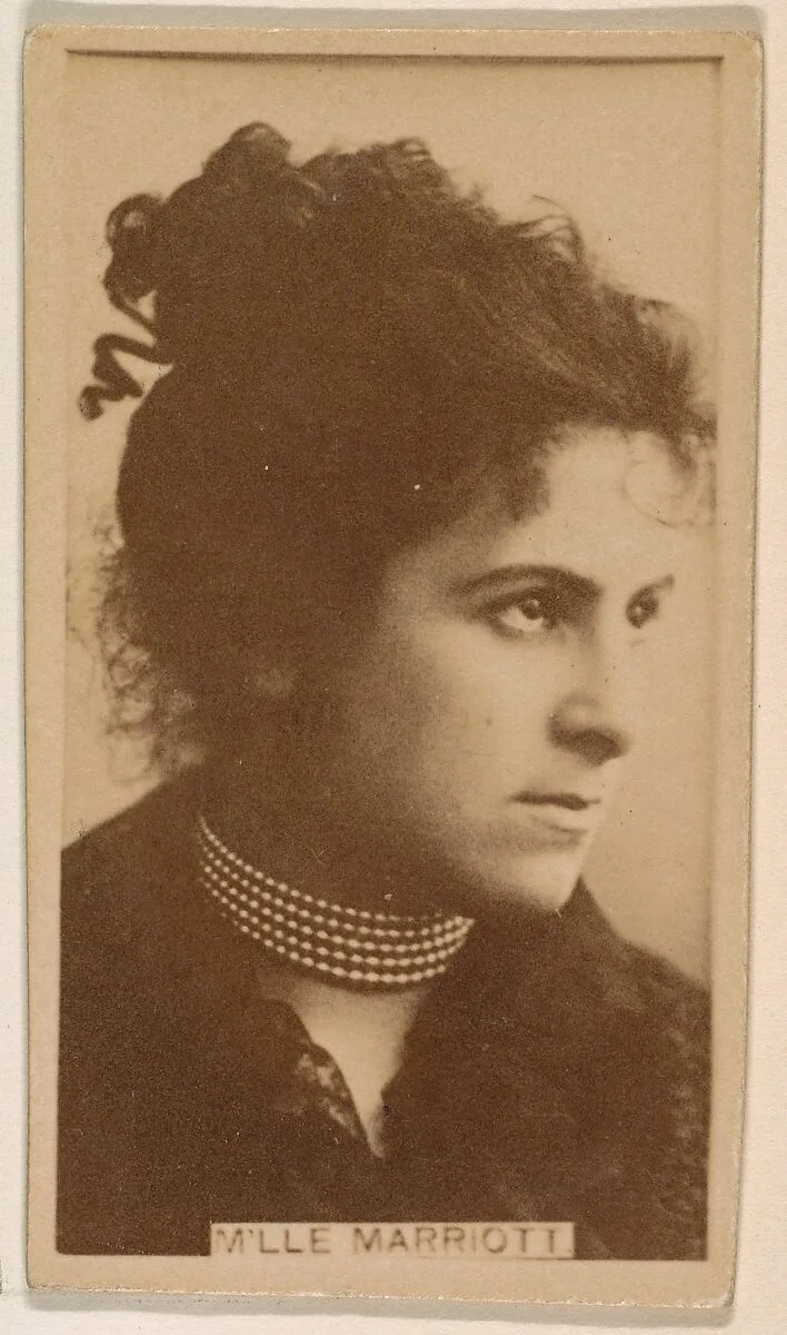 M'lle Marriott, from the Actresses series (N245) issued by Kinney Brothers to promote Sweet Caporal Cigarettes — Kinney Brothers Tobacco Company