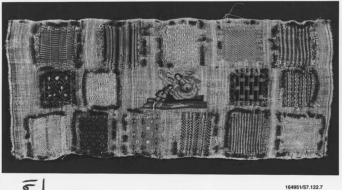 Embroidered darning sampler — Unknown