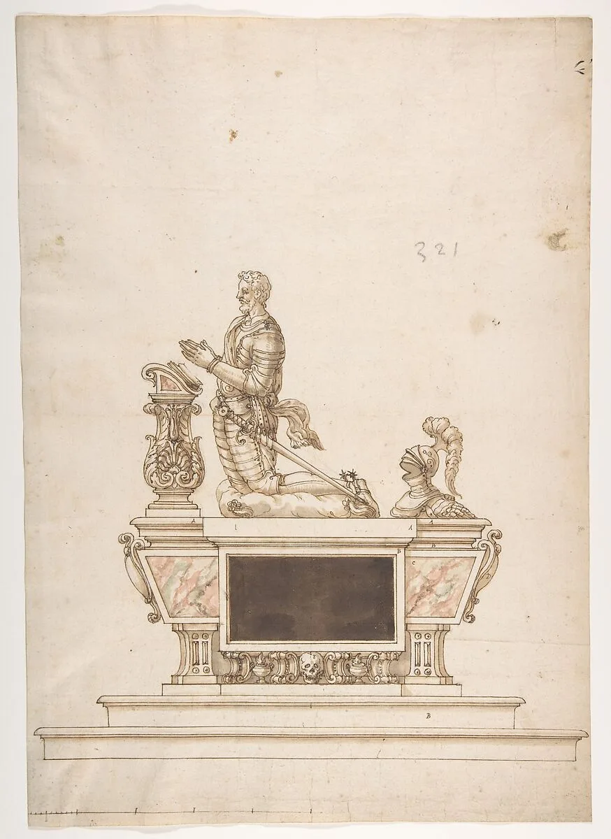 Design for a Man's Tomb — Anonymous, French, 16th century|Jacques Androuet Du Cerceau