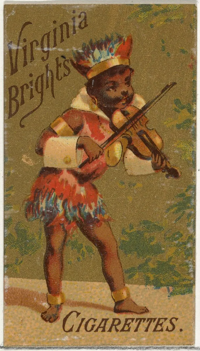 Caricatured Figure (Fiddler) from Girls and Children series (N64) promoting Virginia Brights Cigarettes for Allen & Ginter brand tobacco products — Allen & Ginter