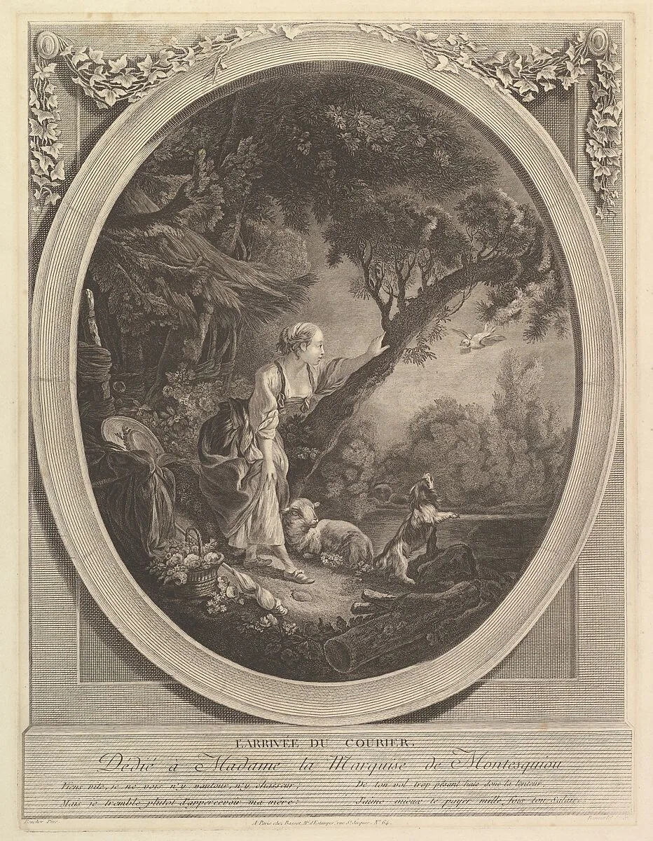 L'Arivée du Courier (The Arrival of the Messenger) — François Boucher|Jacques Firmin Beauvarlet|Basset