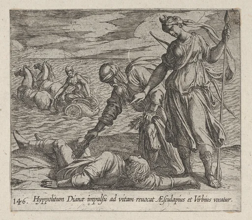 Plate 146: Hippolytus Saved from Death (Hippolitum Dianae impulsu ad vitam revocat AEsculapius et Virbius vocatur), from Ovid's 'Metamorphoses'