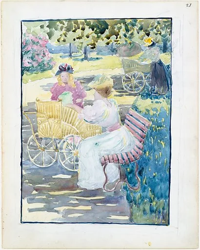 Large Boston Public Garden Sketchbook: Mothers and children in the park