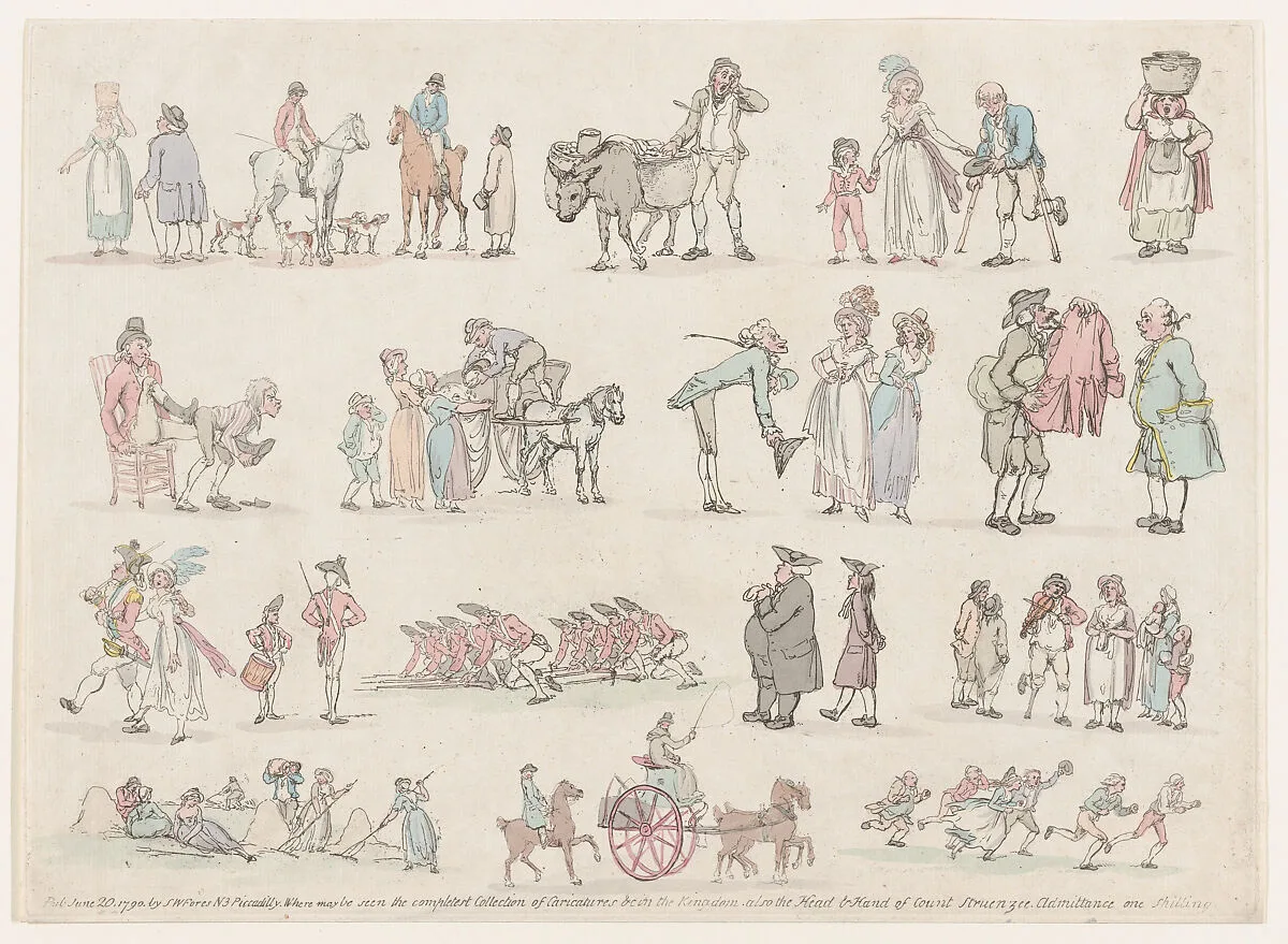 Plate 6, Outlines of Figures, Landscapes and Cattle...for the Use of Learners — S. W. Fores|Thomas Rowlandson